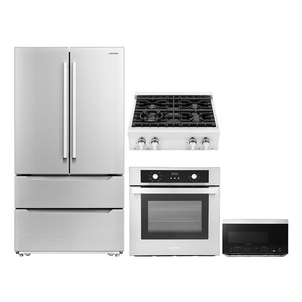 Cosmo 4 Piece Kitchen Package 30" Gas Cooktop 24" Electric Wall Oven 30